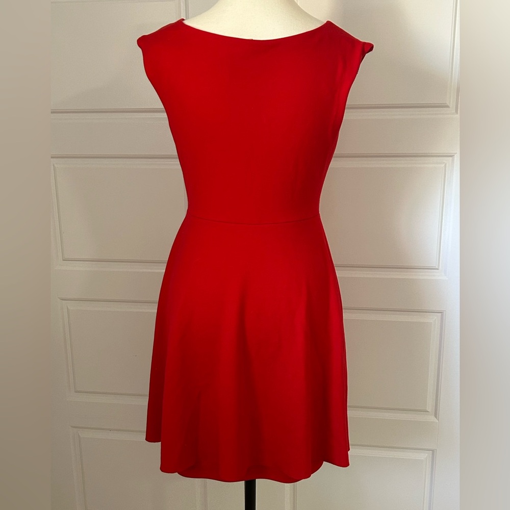 Elegant Red Fit & Flare Midi Dress Perfect for Valentines Day - Picture 3 of 7